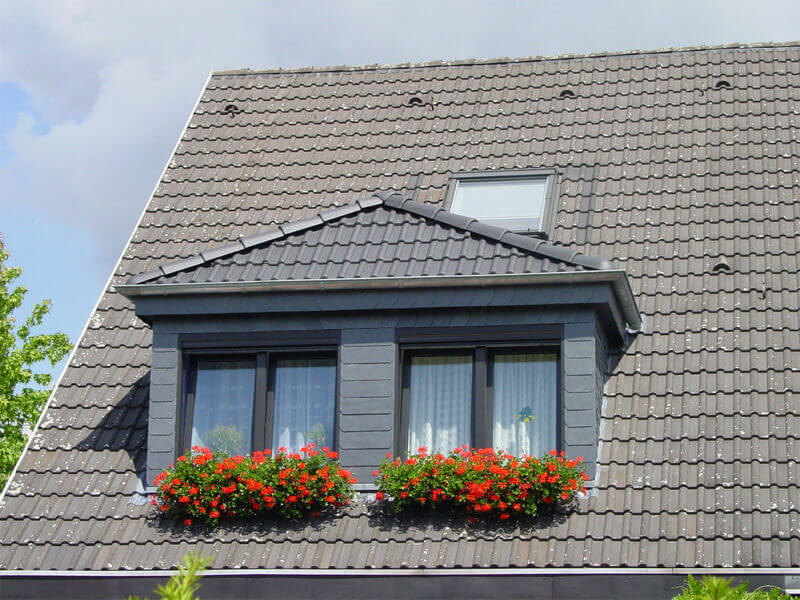 Spitze Dachgaube mit zwei Fenstern